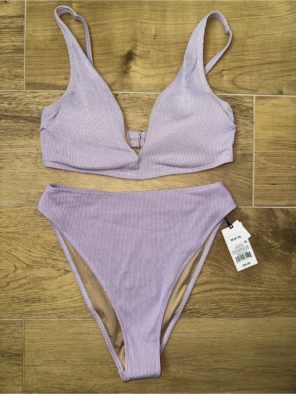 Shade & Shore NWT/NWOT Lilac Sparkle Ribbed Bikini Set